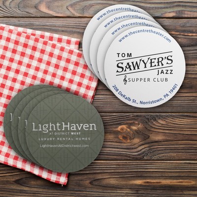 USA Made Premium Round Paper Coaster (4") – Bright White Board Stock