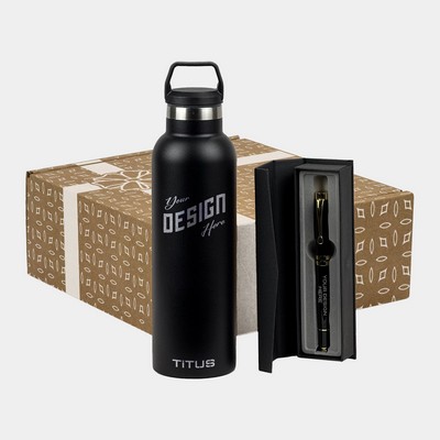 25 oz TiTUS® Premium Insulated Sports Bottle & Chrome Trim Pen Gift Set